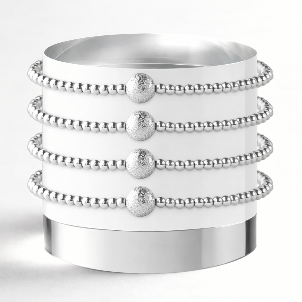 Lenny & Eva: Silver Plated Beaded Stretch Bracelet