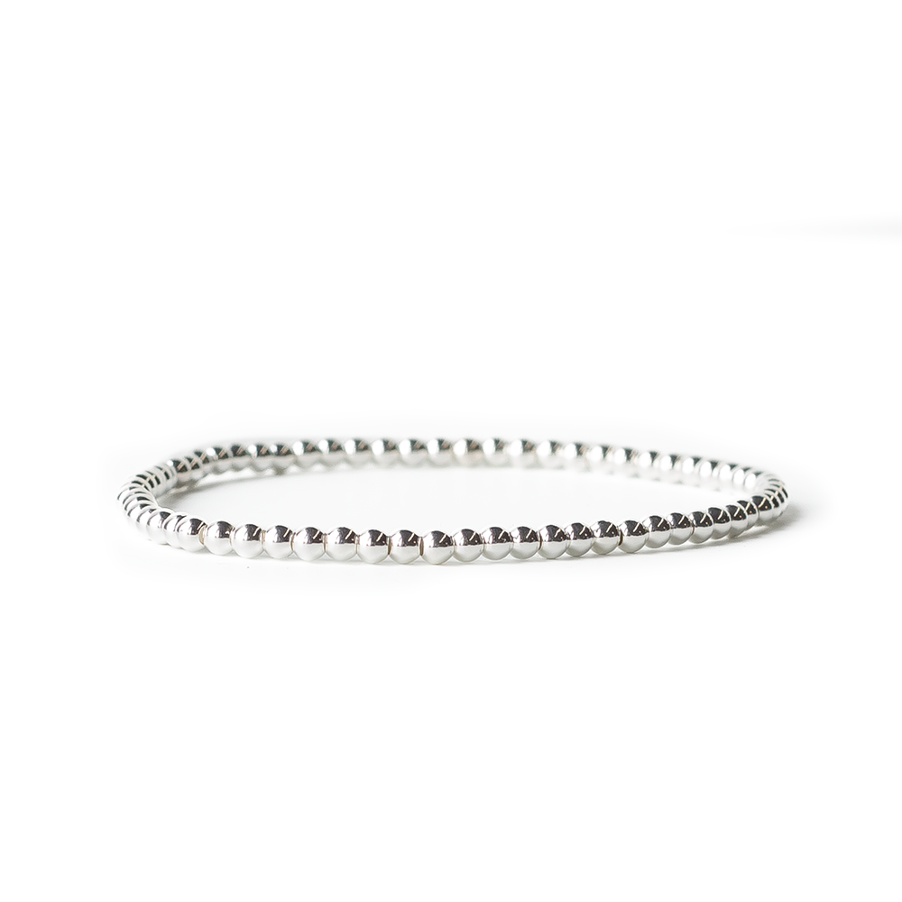 Lenny & Eva: 3mm Silver Beaded Bracelet