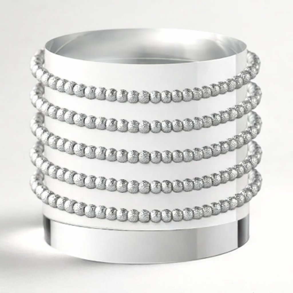 Lenny & Eva: Silver 4mm Textured Beaded Bracelet