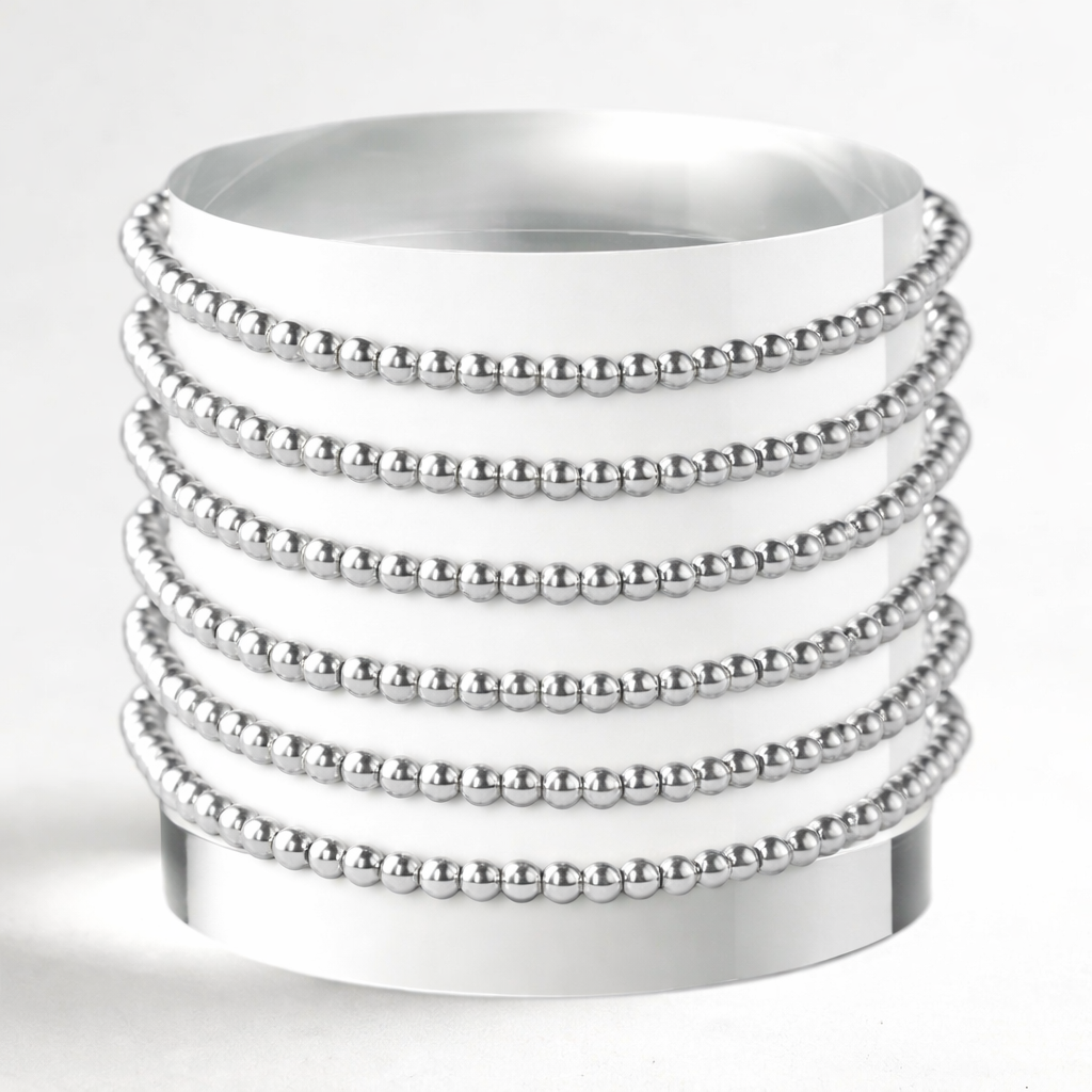 Lenny & Eva: 3mm Silver Beaded Bracelet