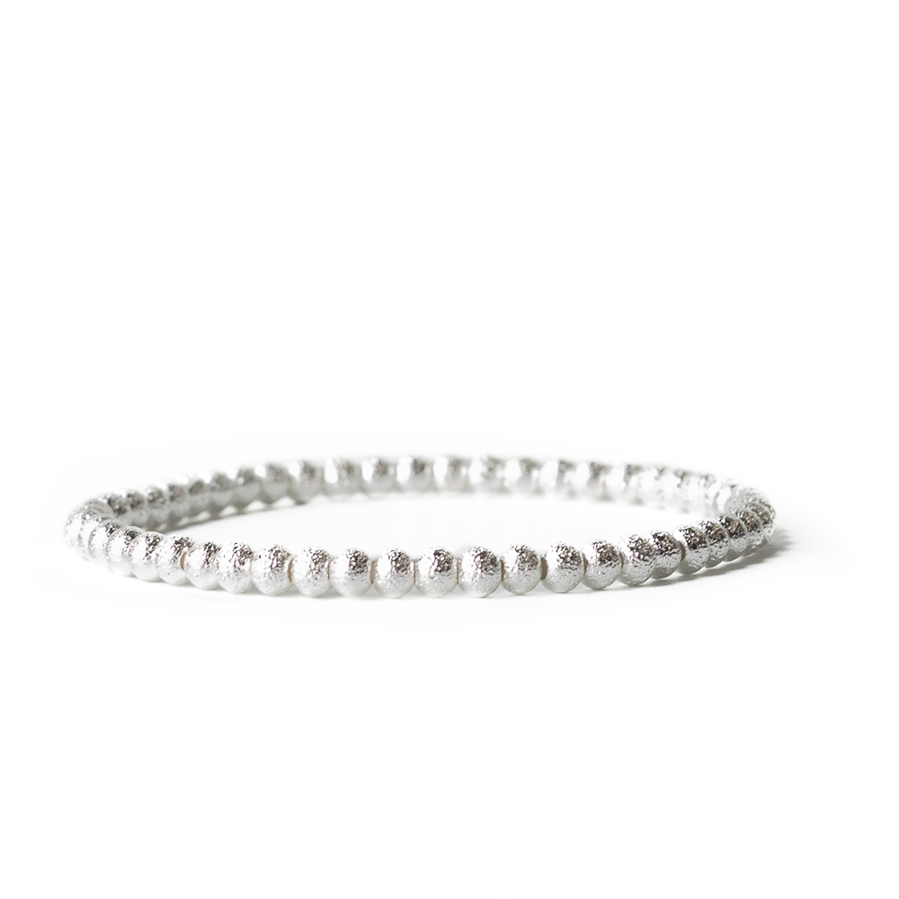 Lenny & Eva: Silver 4mm Textured Beaded Bracelet