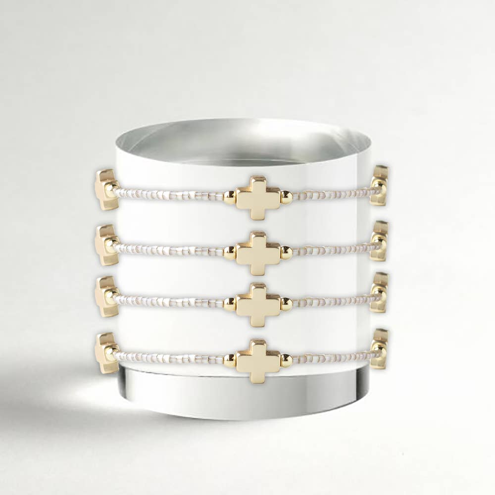 Lenny & Eva: Faith Beaded Cross Bangle