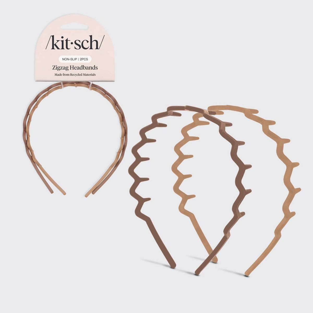 Recycled Plastic Zig Zag Headband 2pc - Neutral