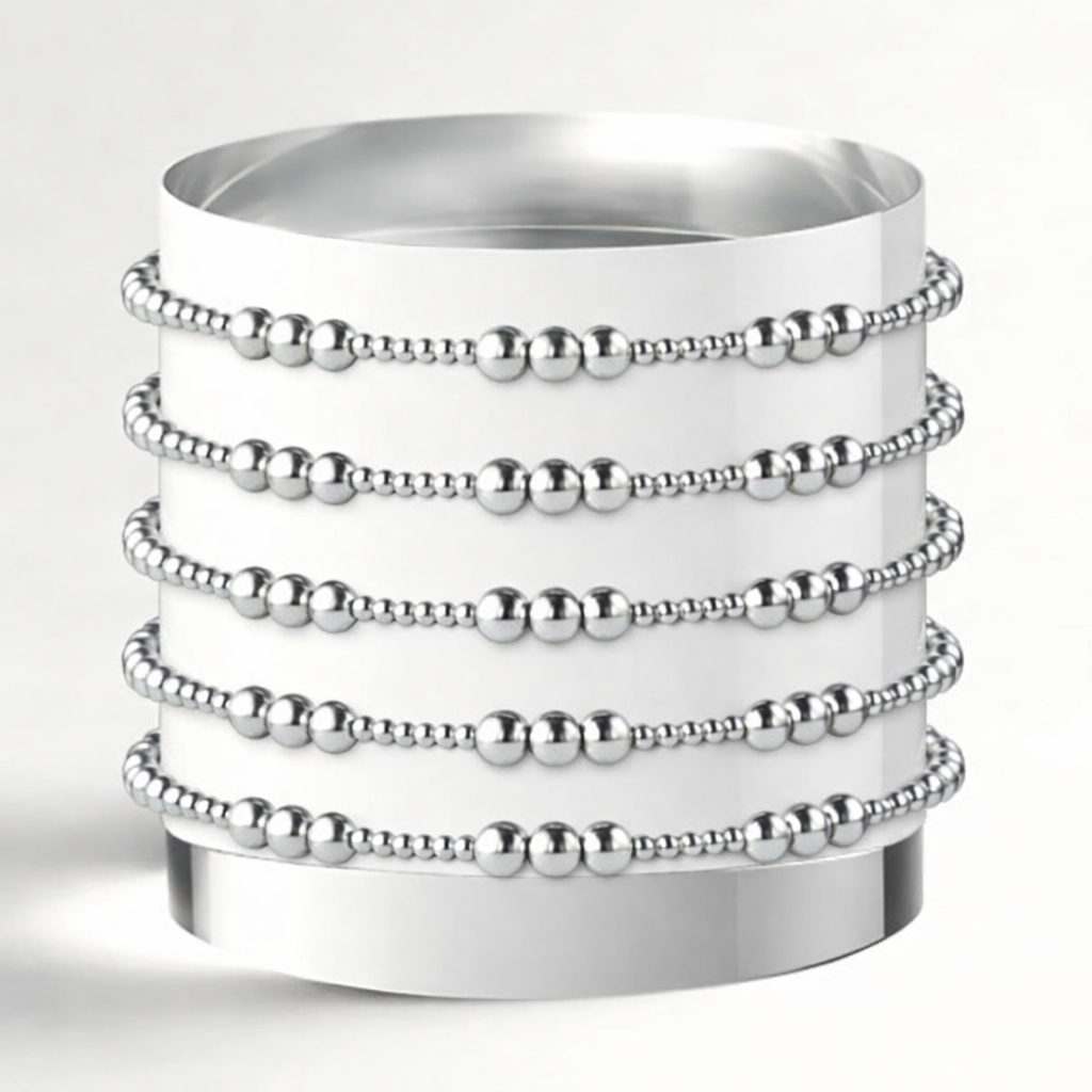 Lenny & Eva: Silver Smooth Beaded Bracelet